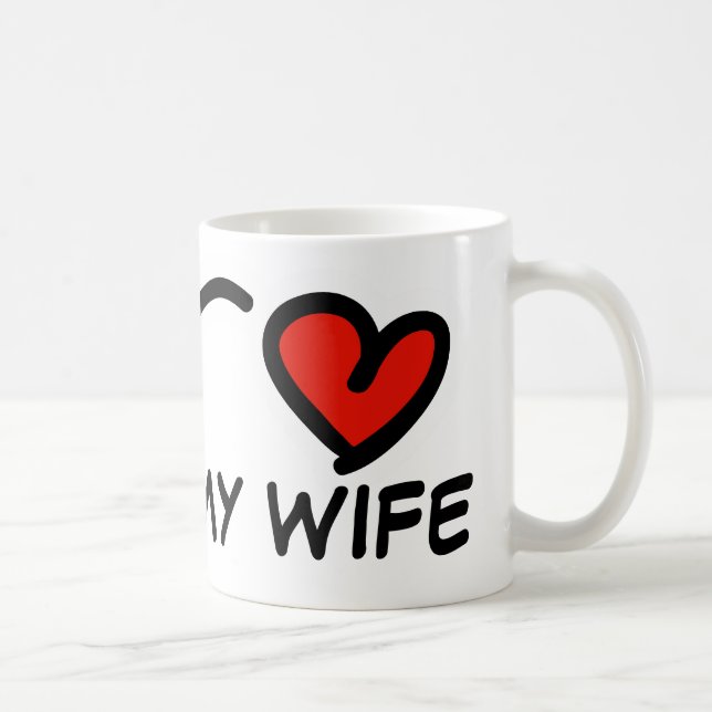 J'aime ma femme Valentines Jour tasse avec coeur (Droite)