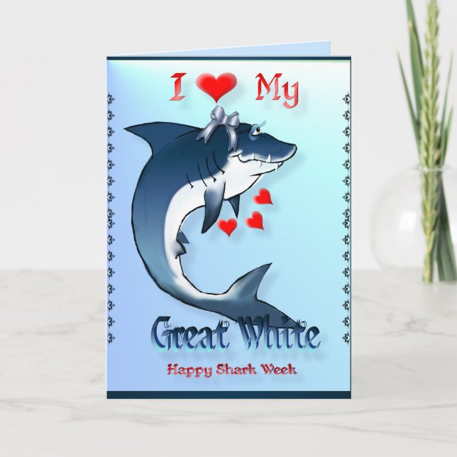 J'aime ma GRANDE carte de chemises de requin BLANC (Devant)