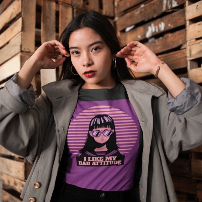 J'AIME MA MAUVAISE ATTITUDE LADIES T-SHIRTS GOTHIQ (Créateur téléchargé)