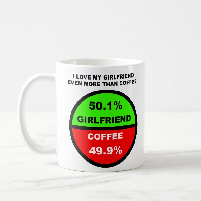 J'aime ma petite amie plus que le café Mug drôle (Gauche)