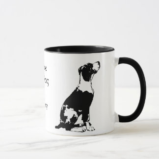 J'aime ma tasse de café noire et blanche de chien