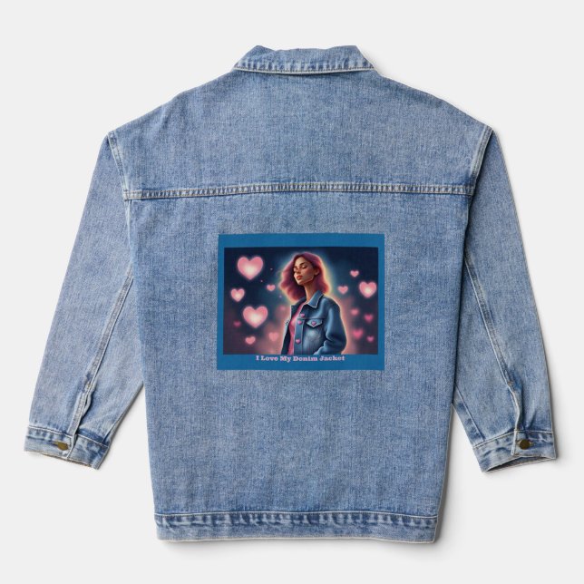 J'Aime Ma Veste Denim Coeurs Rose (Verso)