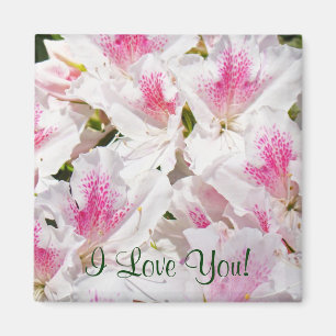 J'aime magnet Azalée Fleur Rose Blanche aimant