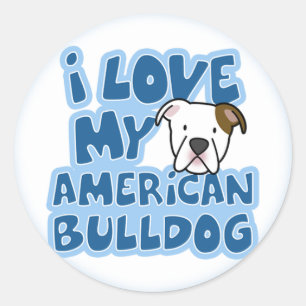 J'aime mes autocollants américains de bouledogue