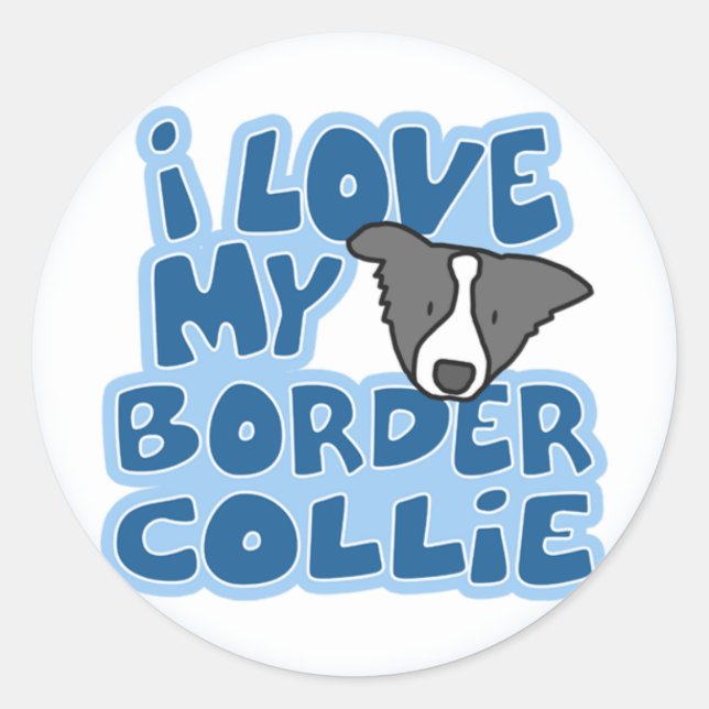 J'aime mes autocollants de border collie (Devant)