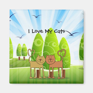 "J'aime mes chats" charmant aimant pour réfrigérat