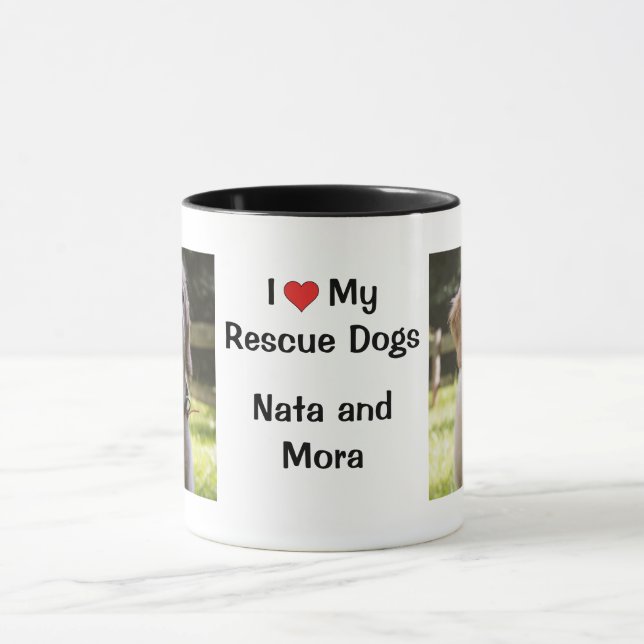 J'aime mes chiens Secourus | nom et photo Café Mug (Centre)