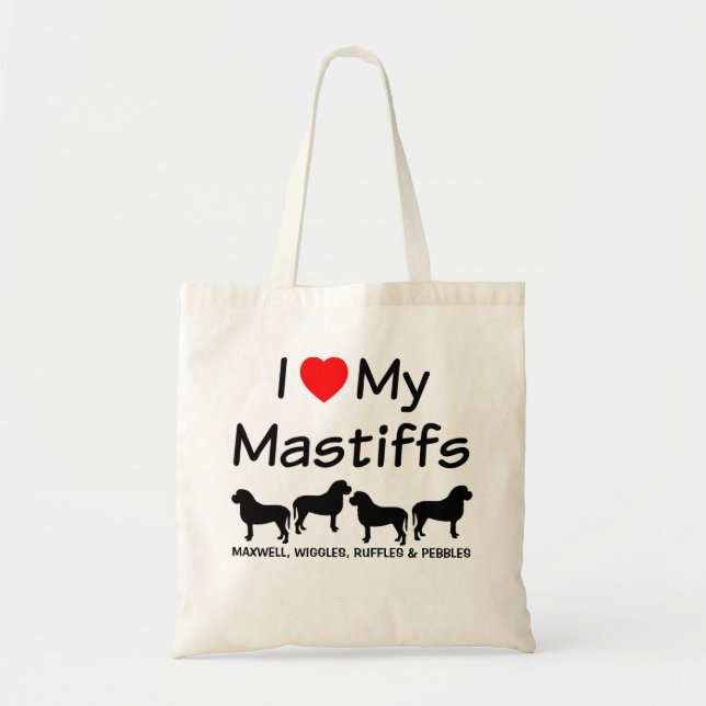 J'Aime Mes Quatre Chiens Mastiff Sac (Devant)