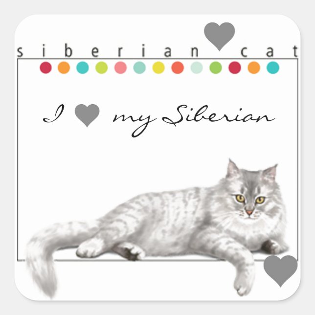 J'Aime Mes Stickers Chat Sibériens (Devant)