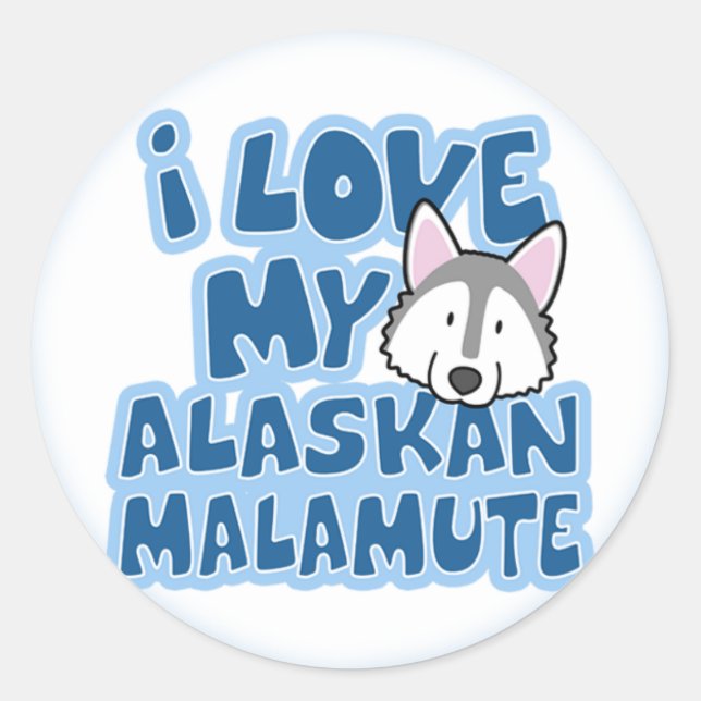 J'Aime Mes Stickers Malamute D'Alaska (Devant)