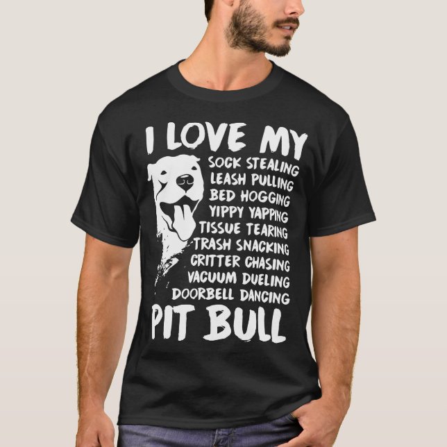 J'aime mes T-shirts de chien de pitbull (Devant)