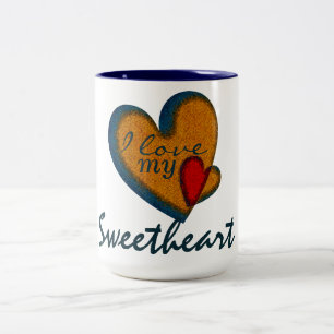 J'aime mes tasses vintages de coeur de chéri