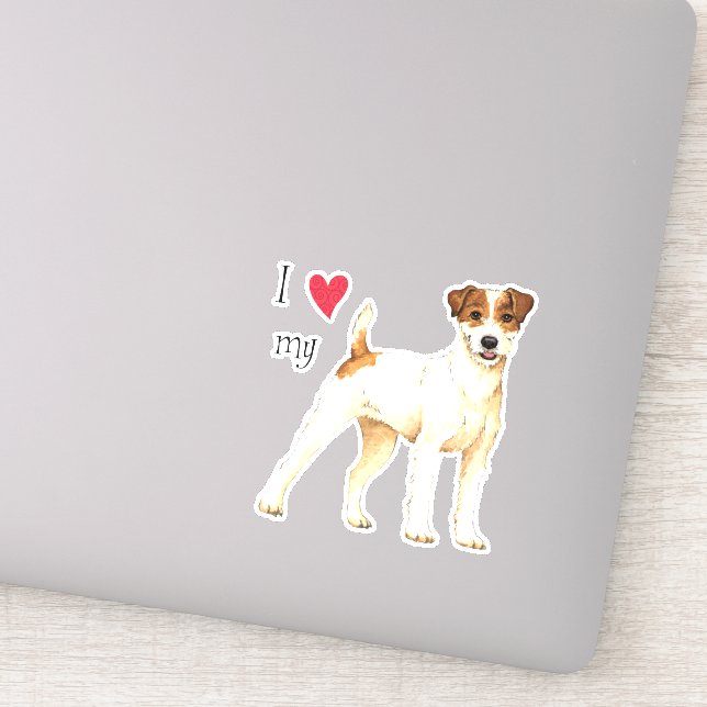 J'aime mon autocollant Russell Terrier Vinyl Parso (Détail)
