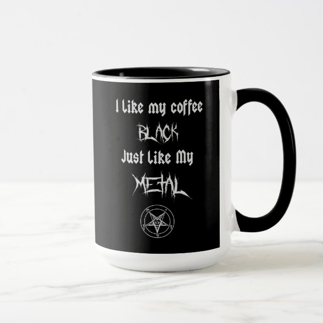 J'Aime Mon Café Noir Comme Ma Mug En Métal (Droite)