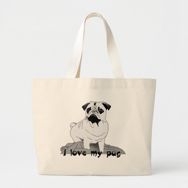 J'Aime Mon Carlin Grand Sac fourre-tout (Devant)