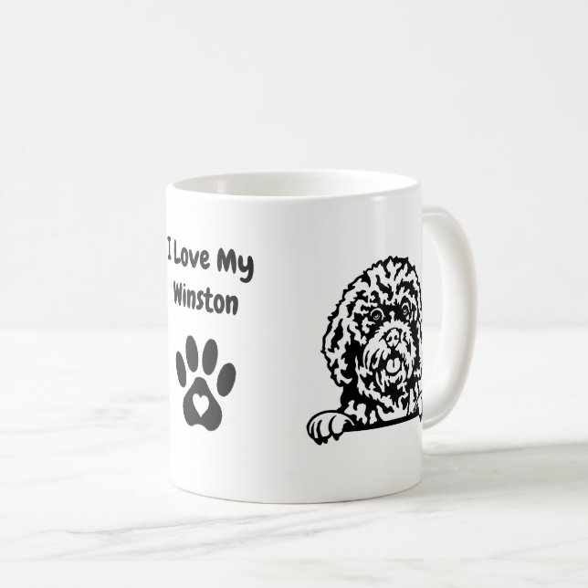 J'aime mon CAVAPOO | Nom & Mug café Empreinte de p (Devant droit)