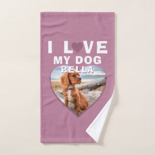J'aime mon chien Coeur rose Nom de l'animal de com
