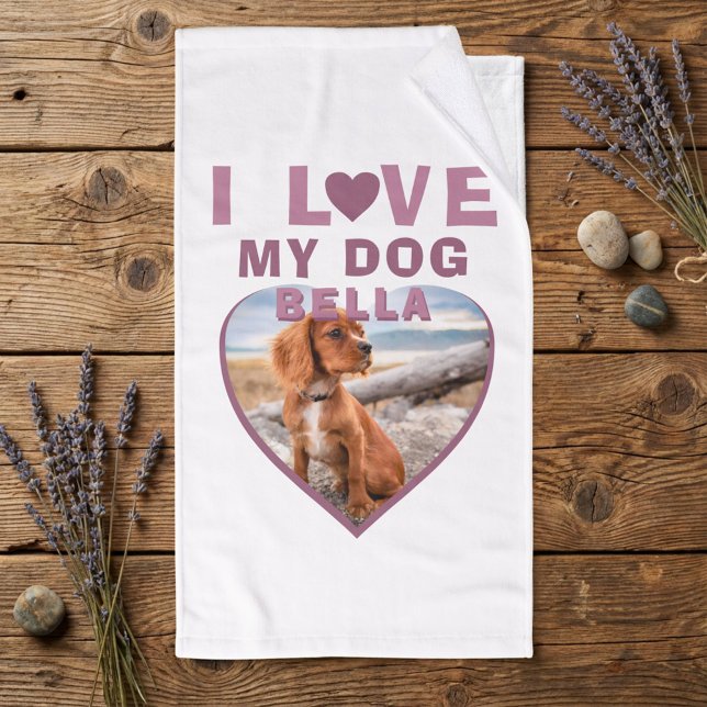 J'aime mon chien Coeur rose Nom de l'animal de com (Créateur téléchargé)