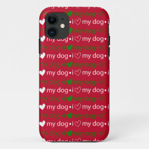 J'aime mon chien coque iphone rouge et vert