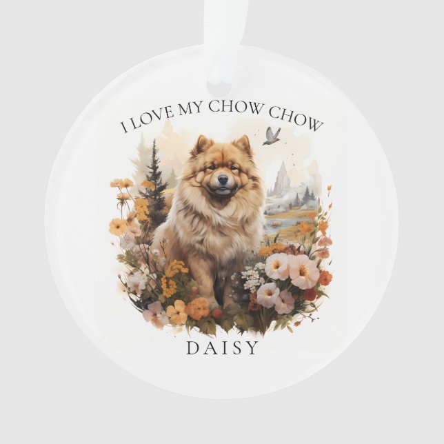J'Aime Mon Chow Chow Portrait Floral Chien (devant)