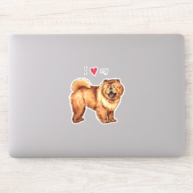 J'aime mon chow chow Vinyl Sticker (Ordinateur)