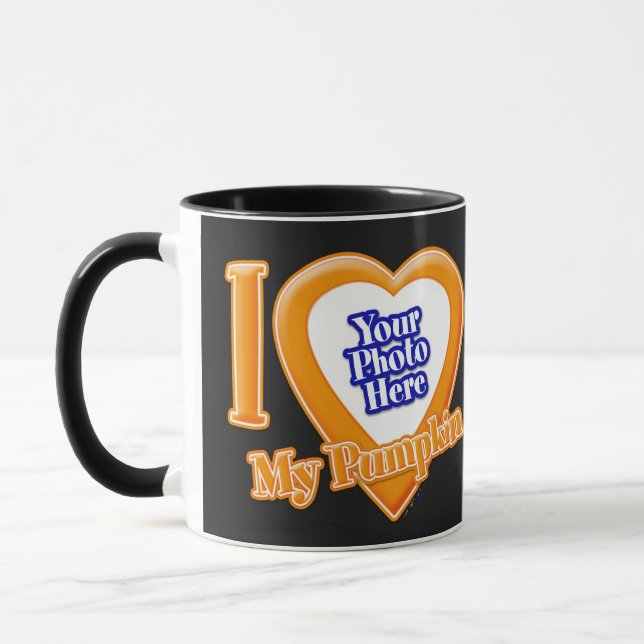 J'Aime Mon Citrouille Avec Votre Photo Mug (Gauche)
