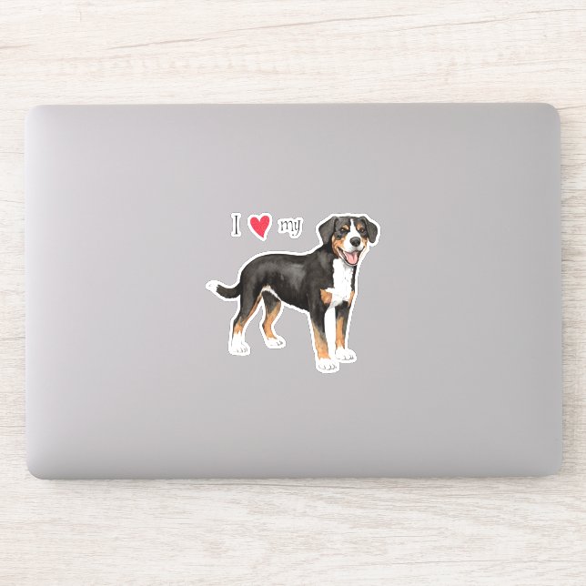 J'aime mon Entlebucher Mountain Dog Vinyl Sticker (Ordinateur)