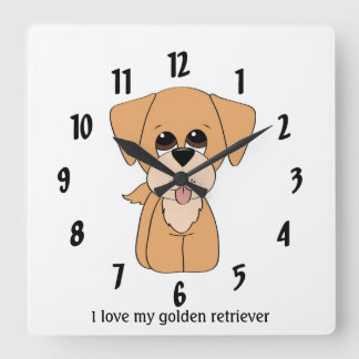 J'aime mon horloge murale de golden retriever