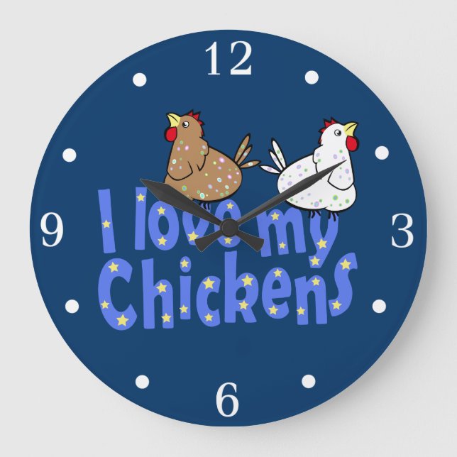 J'aime mon horloge murale poulets (Recto)