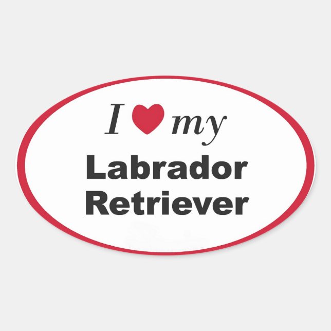 J'aime mon Labrador Retriever  Autocollant de coeu (Devant)