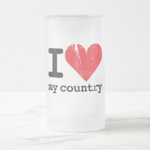 J'aime mon mug en verre givré de pays