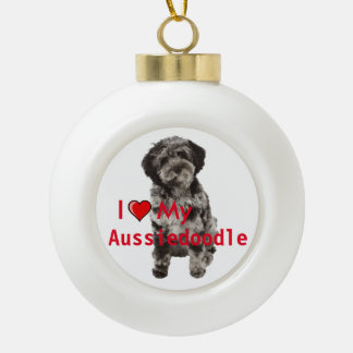 J'aime mon ornement de Noël en céramique Aussidood