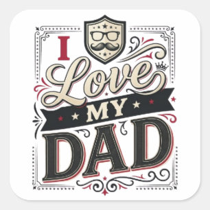 J'aime mon papa autocollant vintage pour la fête d