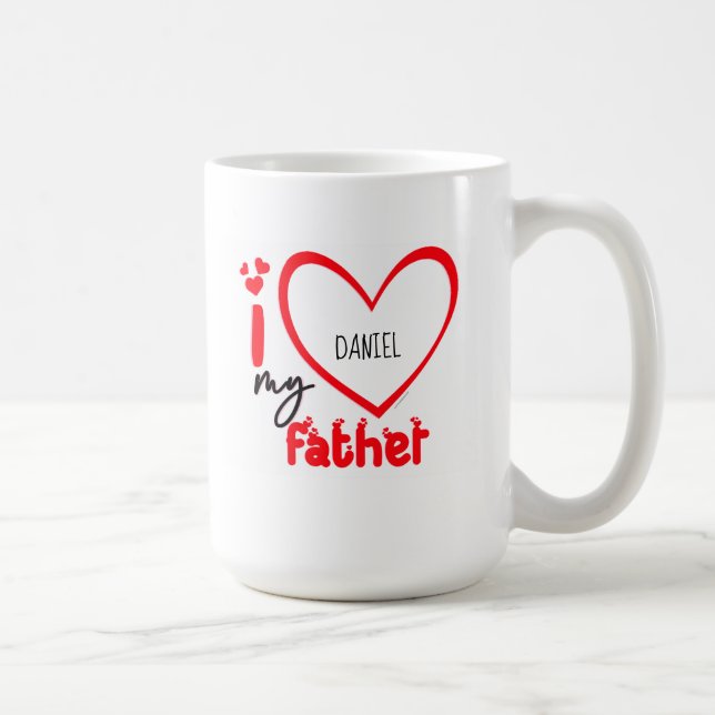 J'aime mon père Photo Cadeau Café Mug (Droite)