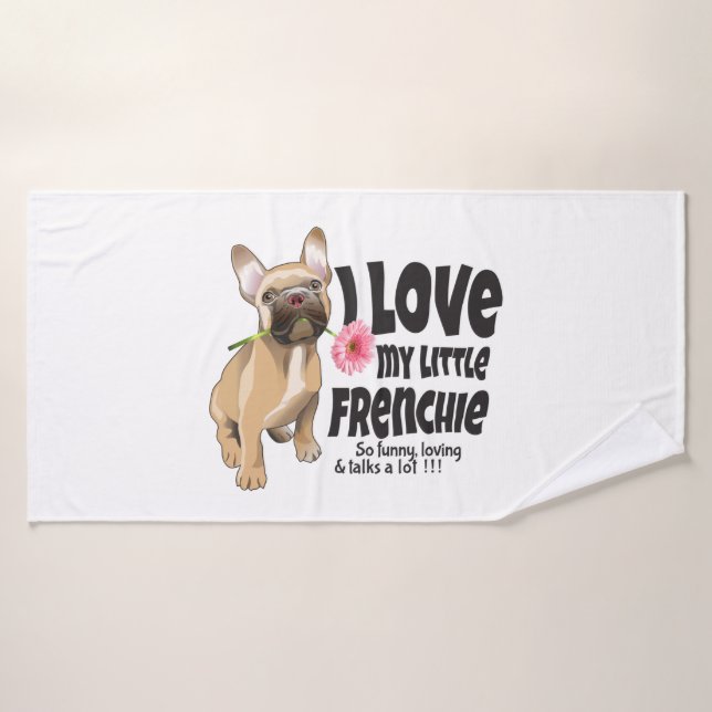 J'aime mon petit Français - French bulldog (Serviette de bain)
