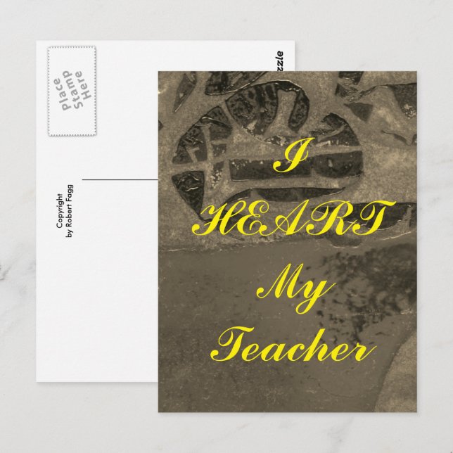 "J'aime mon professeur" carte postale d'appréciati (Devant / Derrière)