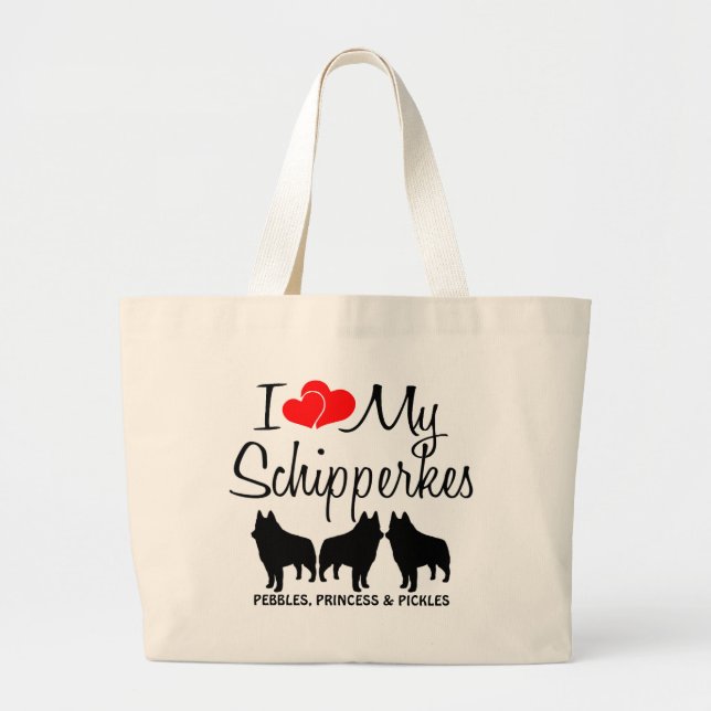 J'Aime Mon Sac À Trois Schipperkes (Devant)