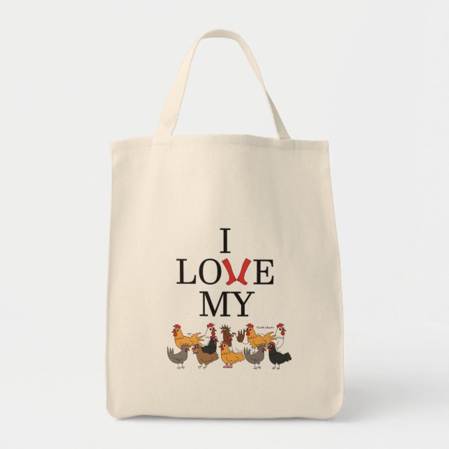 J'aime mon sac fourre-tout à poulets (Devant)