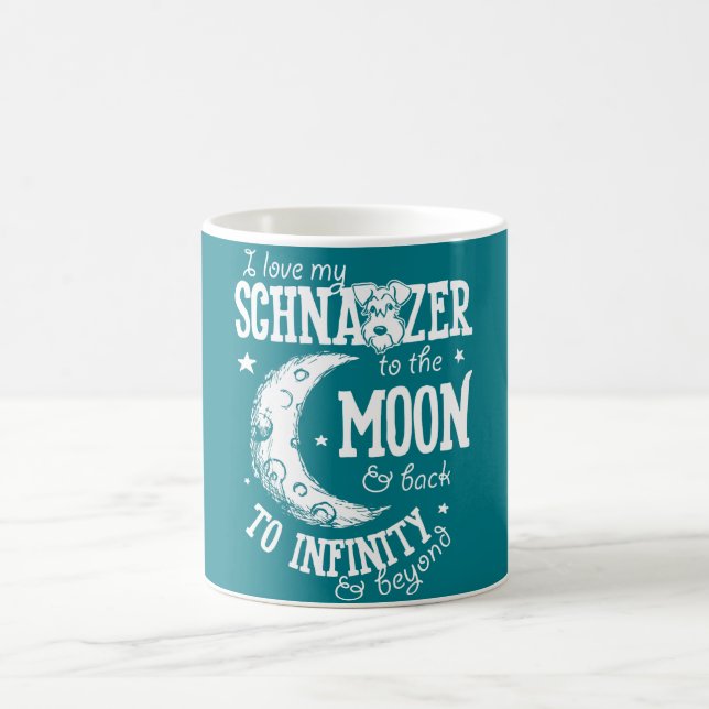 J'aime mon Schnauzer dans la lune et la tasse (Centre)