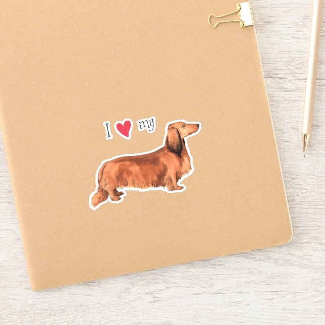 J'aime mon Sticker Dachshund Vinyl LonghEI (Carnet)