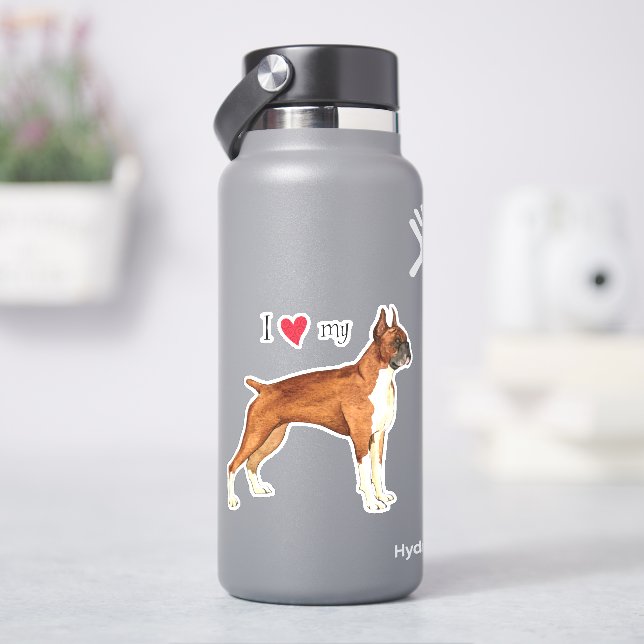 J'aime mon sticker vinyle Boxer (HydroFlask)