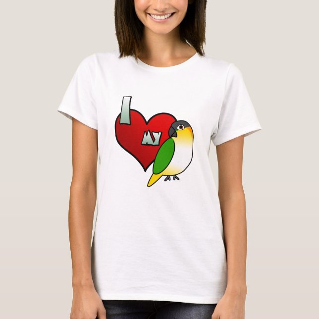 J'aime mon T-shirt à tête noire de dames de caïque (Devant)