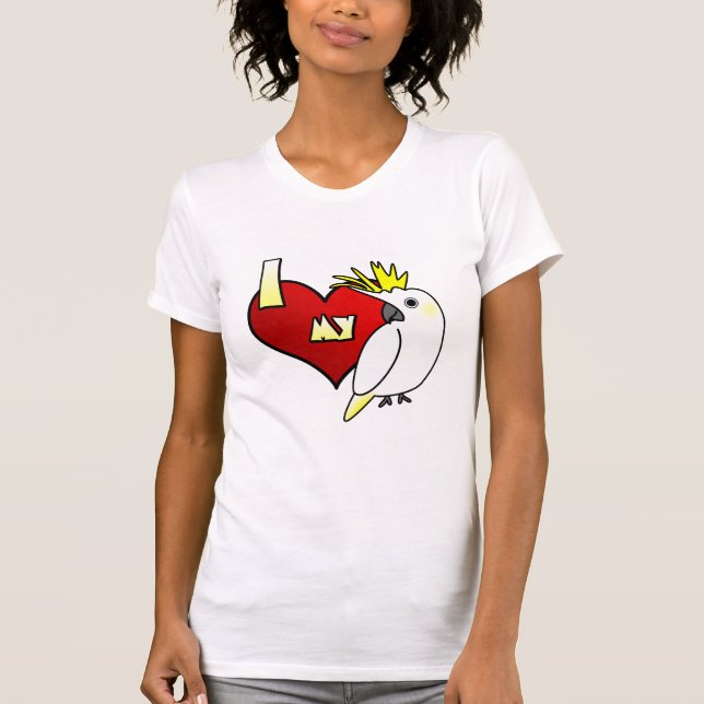 J'aime mon T-shirt de cacatoès Crested par soufre (Devant)