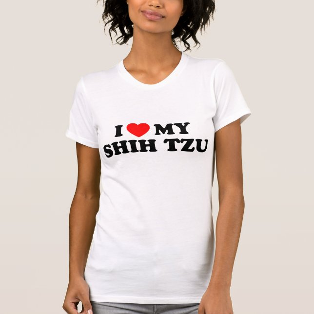 J'aime mon T-shirt de dames de Shih Tzu petit (Devant)
