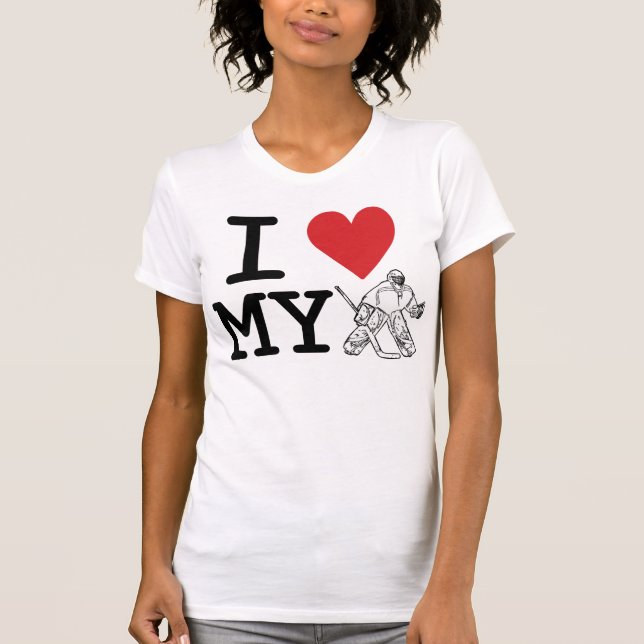 J'aime mon T-shirt de gardien de but (l'hockey) (Devant)