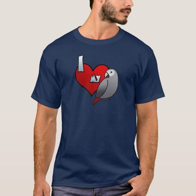 J'aime mon T-shirt de gris africain de Timneh (Devant)