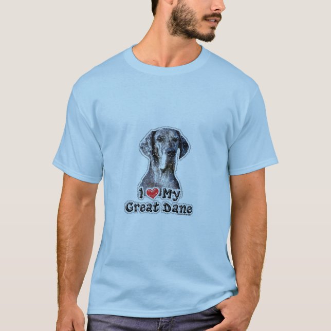 J'aime mon T-shirt de selle de great dane (Devant)