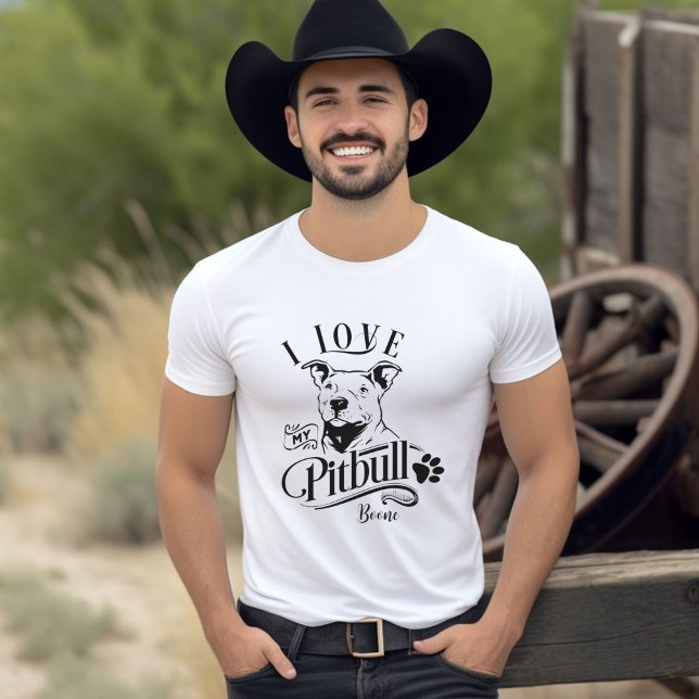 J'Aime Mon T-shirt Personnalisable Pitbull (I Love My Pitbull Customizable T-Shirt
)