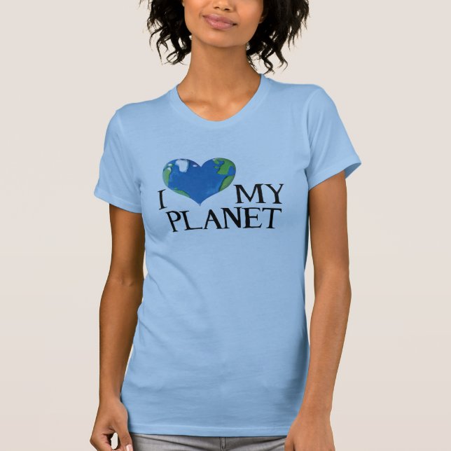 j'aime mon t-shirt pour dames planète (Devant)