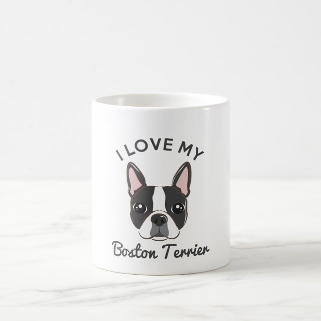 "J'aime mon tasse de café de Boston Terrier" (Centre)